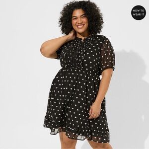 Torrid Black Mini Dress with Heart Pattern